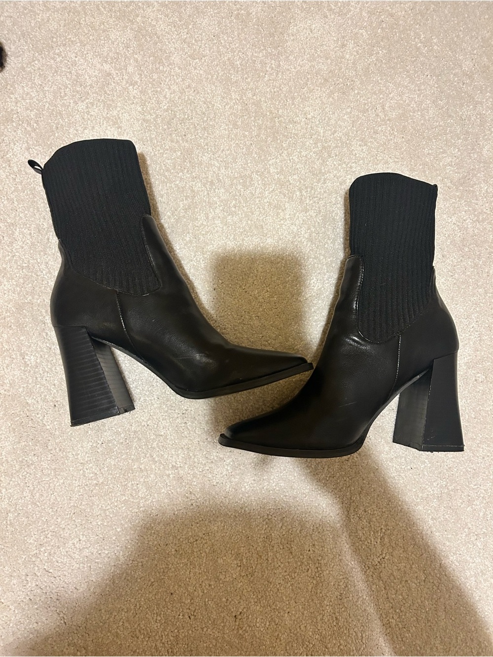 Black Mid Shaft Sock Boots size 6.5